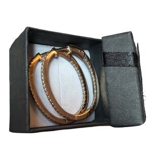 Pandora Rose Gold Hoop Earrings with Crystal Accents